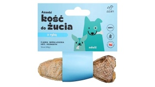 Azanki Kość do żucia ADULT z flądrą, rozmarynem i krylem w skórze łososia 12cm