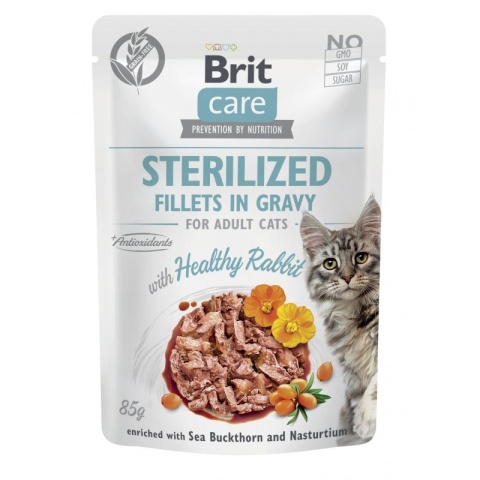BRIT CARE CAT Fillets in gravy Sterlized Rabbit 85g Delikatny królik filety w sosie