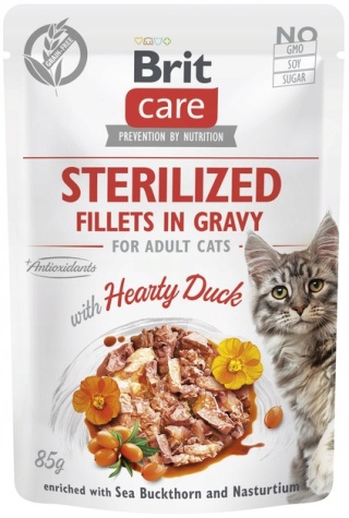 BRIT CARE Mokra karma Brit Care Cat Sterilized Hearty Duck Pouch z pyszną kaczką dla sterylizowanych kotów 85 g
