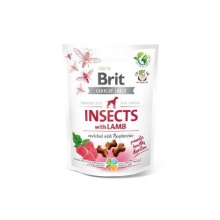 Brit Care Dog Crunchy Cracker Insects&Lamb 200g - Przekąska bogata w owady i jagnięcinę, z malinami
