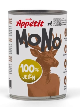 Comfy Appetit Mono Jeleń - mokra karma monoproteinowa dla psów wrażliwych i alergików 400g