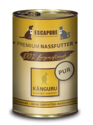 Escapure Kanguru Pur – uzupełniająca mokra karma dla psa i kota, 100% mięso z kangura – 400 g