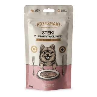 Meat Stuff Przysmaki z Pańskiego Stołu – Steki z Ligawy Wołowej 40 g | Naturalny Przysmak Premium dla Psa, 100% Mięsa