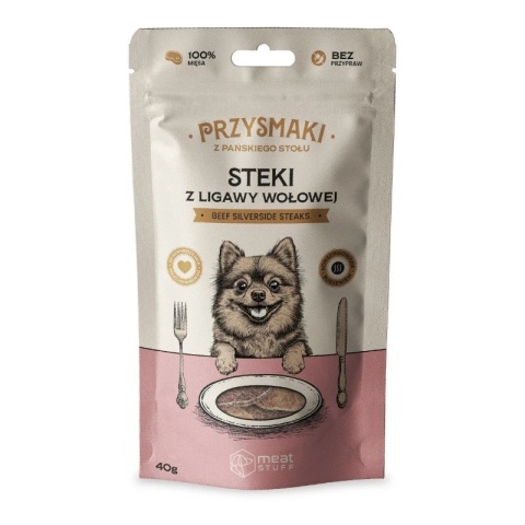 Meat Stuff Przysmaki z Pańskiego Stołu – Steki z Ligawy Wołowej 40 g | Naturalny Przysmak Premium dla Psa, 100% Mięsa