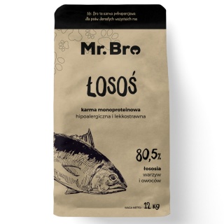 Mr.Bro Hipoalergiczna sucha karma dla psów dorosłych z łososiem 12kg