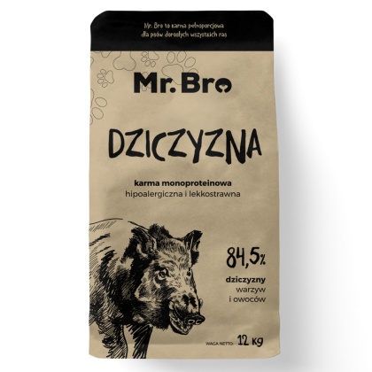 Mr.Bro Hipoalergiczna sucha karma dla psów dorosłych z dziczyzną 12kg