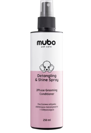 Mubo Detangling & Shine Spray 250ml - dwufazowa odżywka ułatwiająca rozczesywanie i nabłyszczająca, dla psa i kota