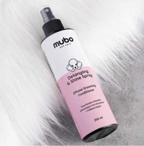 Mubo Detangling & Shine Spray 250ml - dwufazowa odżywka ułatwiająca rozczesywanie i nabłyszczająca, dla psa i kota