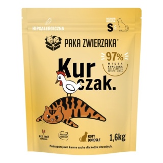 Paka Zwierzaka – Karma Sucha dla Kota – Kurczak – Rozmiar "S" 1,6 kg | Bezzbożowa, Premium, Wysoka Zawartość Mięsa