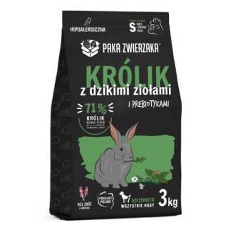 Paka Zwierzaka – Karma Sucha dla Szczeniąt – Królik z Dzikimi Ziołami – PUPPY – 3 kg | Bezzbożowa Premium, Monobiałkowa