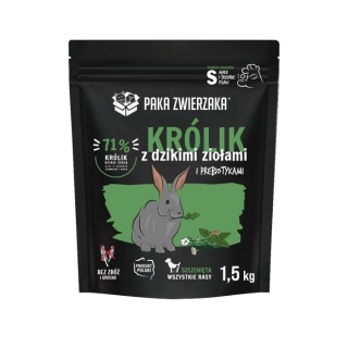 Paka Zwierzaka – Karma Sucha dla Szczeniąt – Królik z Dzikimi Ziołami – PUPPY – 1,5 kg | Bezzbożowa Premium, Monobiałkowa