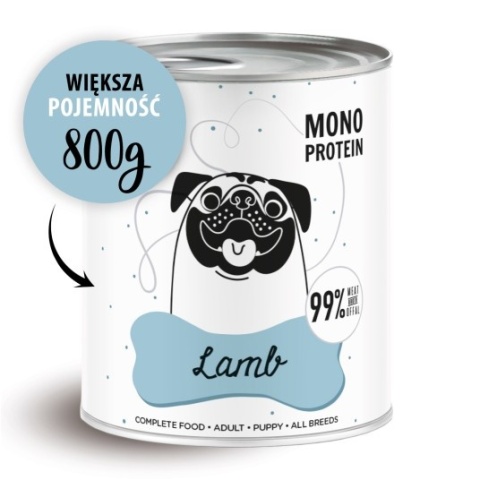 Paka Zwierzaka PEPE – Naturalna Karma Mokra dla Psa z Jagnięciny 800 g | Wysoka Zawartość Mięsa, Bez Zbóż, Lekkostrawna