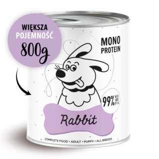 Paka Zwierzaka PEPE - Naturalna Karma Mokra dla Psa z Królika 800 g | Lekkostrawna, Wysoka Zawartość Mięsa, Bez Zbóż