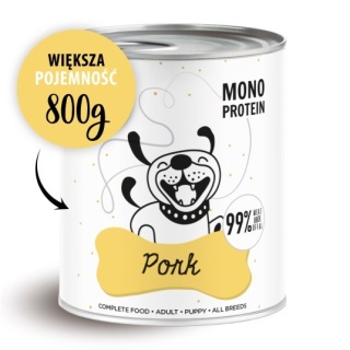 Paka Zwierzaka PEPE - Naturalna Karma Mokra dla Psa z Wieprzowiny 800 g | Wysoka Zawartość Mięsa, Pełnowartościowe Białko