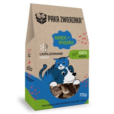 Paka Zwierzaka Samo Mięsko – Liofilizowana Koza dla psa i kota – 70 g | 100% mięsa, hipoalergiczna, bez zbóż