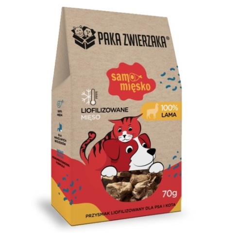 Paka Zwierzaka Samo Mięsko – Liofilizowana Lama dla psa i kota – 70 g | 100% mięsa z lamy, hipoalergiczny, bez dodatków