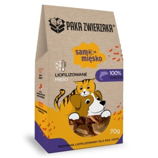 Paka Zwierzaka Samo Mięsko –Liofilizowany Tuńczyk dla psa i kota –70 g|100% filet z tuńczyka, bogaty w omega-3, bez dodatków