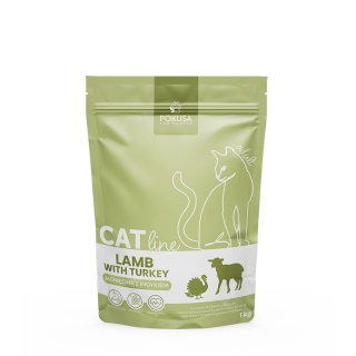 Pokusa CatLine Karma Sucha dla Kota – Jagnięcina z Indykiem Bezzbożowa, Wysokomięsna – 1 kg