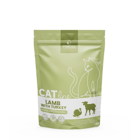 Pokusa CatLine Karma Sucha dla Kota – Jagnięcina z Indykiem Bezzbożowa, Wysokomięsna – 1 kg