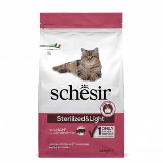 Schesir Original, karma sucha, dla kota, szynka, 1,5 kg, worek, po sterylizacji i lekkostrawna