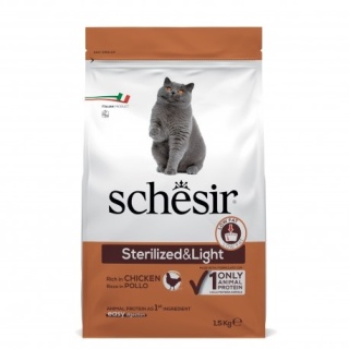 Schesir Original, karma sucha, dla kota, kurczak, 1,5 kg, worek, po sterylizacji i lekkostrawna