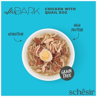 Schesir After Dark, karma mokra, dla kota, kurczak w bulionie z jajkami przepiórczymi, 80 g, puszka