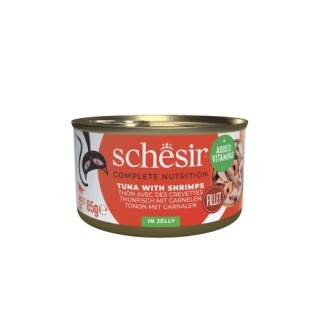 Schesir karma mokra, dla kotów, tuńczyk z krewetkami w galarecie, 85 g, puszka