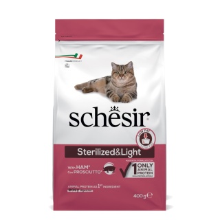 Schesir Original, karma sucha, dla kota, szynka, 400 g, worek, po sterylizacji i lekkostrawna