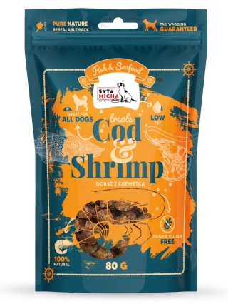 Syta Micha Fish & Seafood Przysmaki z krewetką i dorszem dla psa 80g