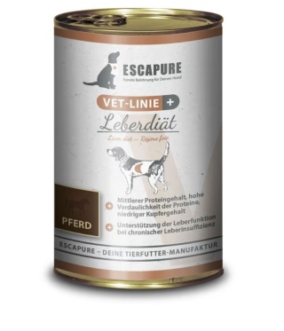 Escapure VET Leberdiät Pferd – mokra karma wspierająca wątrobę, konina i cielęcina, bezzbożowa, Human-Grade – 400 g