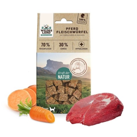 WILDES LAND DOG Fleischwürfel Pferd - kostki z mięsa koniny - przysmaki dla psów (100g) WILDES LAND DOG Fleischwürfel Pferd - kostki z mięsa koniny - przysmaki dla psów (100g)