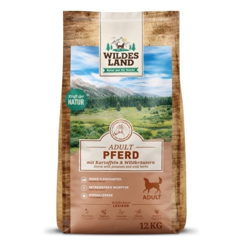 WILDES LAND DOG Pferd - konina z ziemniakami i ziołami 12kg WILDES LAND DOG Pferd - konina z ziemniakami i ziołami 12kg