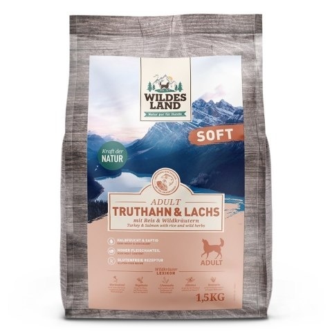 WILDES LAND DOG Soft Truthahn Lachs - indyk i łosoś - półwilgotna karma dla psa (1,5kg) WILDES LAND DOG Soft Truthahn Lachs - indyk i łosoś - półwilgotna karma dla psa (1,5kg)