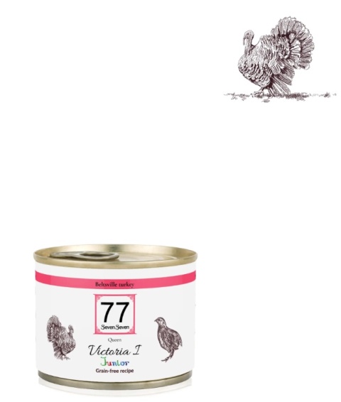 77 SevenSeven Karma mokra dla kociaka Junior Victoria z indykiem rasy Beltsville puszka 200g