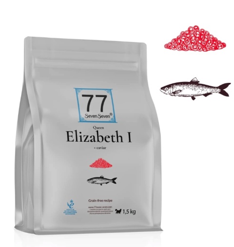 77 SevenSeven Karma sucha dla kota Elizabeth I z rybą i kawiorem 300g