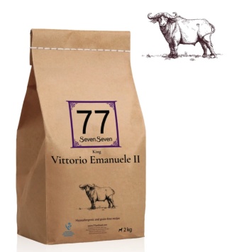 77 SevenSeven Karma sucha dla psa Vittorio Emanuele II z bawołem jagnięciną i wołowiną bez zbóż 2 kg