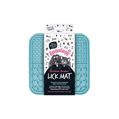 Bugalugs - Lick Mat for Dogs & Cats - Mata do lizania dla psa i kota, 3 rodzaje wypustek, niebieska