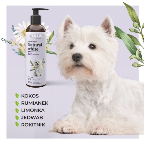 COMFY Szampon Natural White dla psów – podkreślenie białej sierści i blasku 250 ml