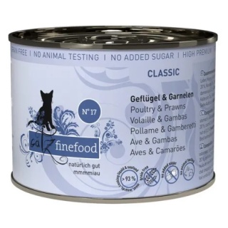 Catz Finefood Classic N°17 Drób i Krewetki ełnoporcjowa karma mokra dla kota , delikatny drób i krewetki z żurawiną puszka 200 g