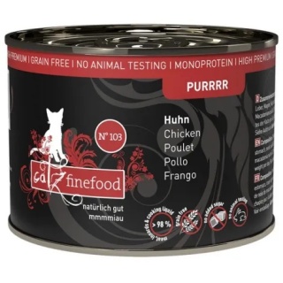 Catz Finefood Purrrr N°103 Drób Monobiałkowa karma dla kota 70% kurczaka + bulion i olej z orzechów makadamia puszka 200 g