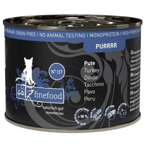 Catz Finefood Purrrr N°117 Indyk – Monobiałkowa karma dla kota 70% indyka, naturalny bulion i olej słonecznikowy , puszka 200 g