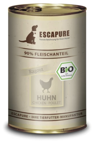 Escapure Huhn Bio - ekologiczna, mokra karma dla psa, kurczak z warzywami i ziołami 400g