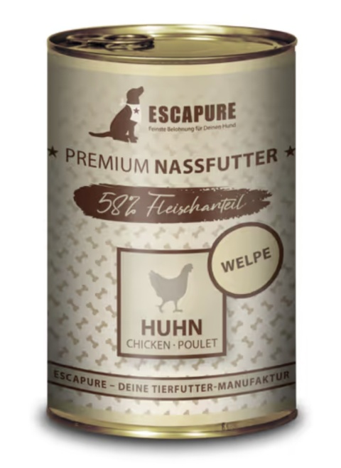 Escapure Puppy Huhn - mokra karma dla szczeniąt, kurczak z warzywami i owocami