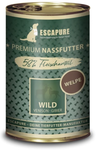 Escapure Puppy Wild - mokra karma dla szczeniąt, dziczyzna i królik z warzywami, owocami