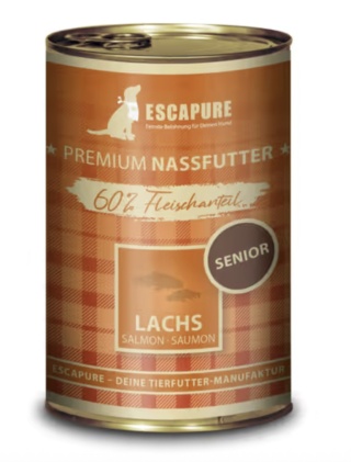 Escapure Senior Lachs - mokra karma dla psa seniora, łosoś i śledź z warzywami, bogata w Omega-3, 400g