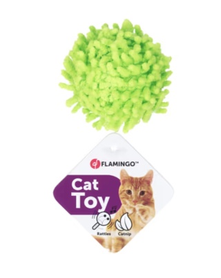 Flamingo Cat Dax Ball 4cm - cicha piłeczka dla kota, mop z grzechotką i kocimiętką, zielona