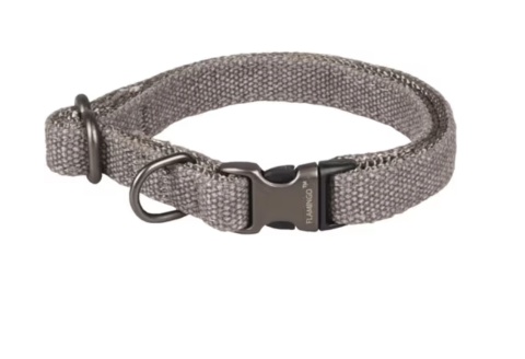 Flamingo Collar Oxana Grey - solidna obroża dla psa regulowana, nylonowa, dwupunktowa klamra, szara, r. S