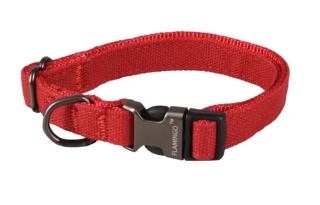 Flamingo Collar Oxana Red - solidna obroża dla psa regulowana, nylonowa, dwupunktowa klamra, czerwona