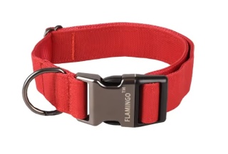 Flamingo Collar Oxana Red - solidna obroża dla psa regulowana, nylonowa, dwupunktowa klamra, czerwona, r. S