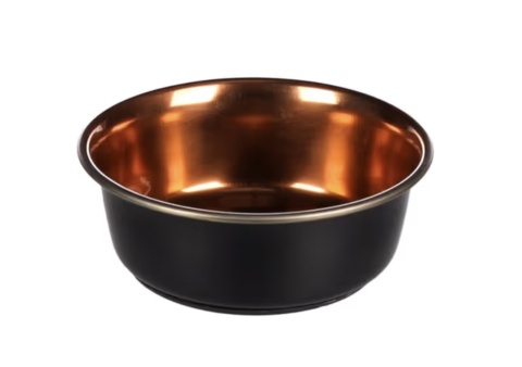 Flamingo Ezra Round Black & Copper - stalowa miska dla psa i kota, czarno - miedziana, r. M 475 ml